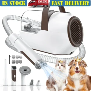 Dog Grooming Vacuum with Pet Clipper, Nail Grinder, with 6 Pet Grooming Tools