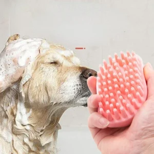Pet Bath & Massage Brush, Soft Rubber Bristles Gently Removes Loose Hair