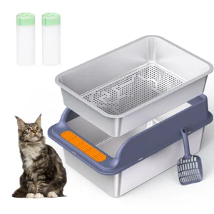 XL Stainless Steel Cat litter box, Sifting for Wood Pine Pellets