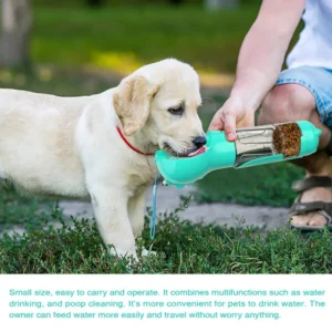 500ml Dog Water Bottle 4 in 1 Portable Pet Water Bowl Dispenser, Pet Travel Water Cup with Food Container