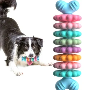2PCS Durable Dog Chew Toy Multi-Color Teething Bone for Dental Care
