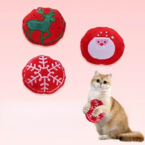 New Christmas Series Cat Mint Plush Toy Soundpaper Cat Toy Creative Round Cat Pillow Pet Supplies