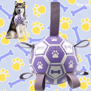 Dog Toys Soccer Ball with Straps Interactive Dog Toys for Tug of War